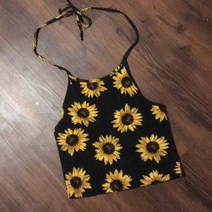 Sunflower cropped halter top